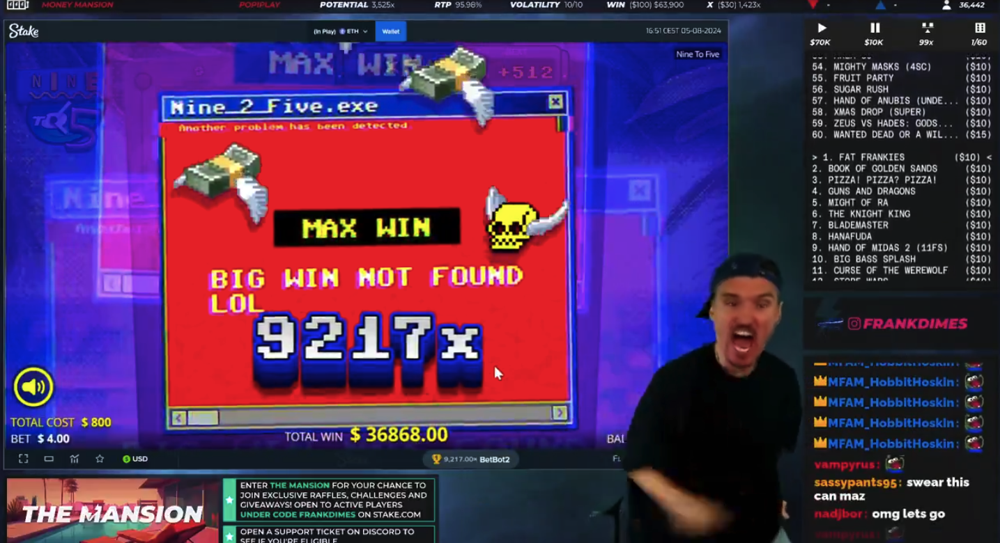 Frank Dimes Max Win